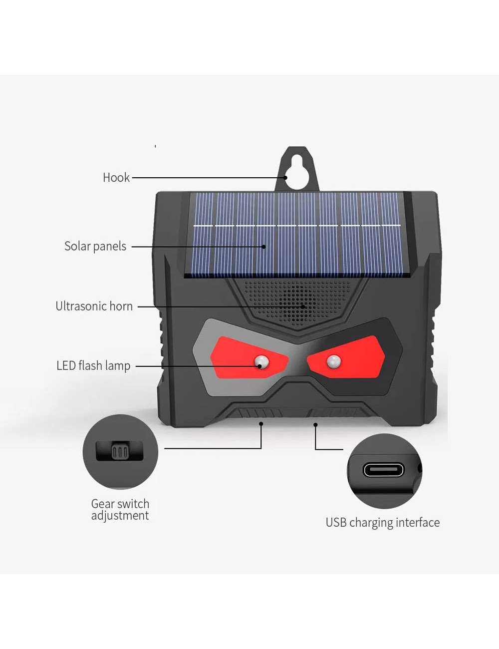 SOLAR POWER ULTRASONIC ANIMAL REPELER