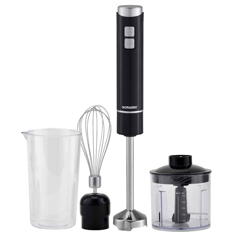 SONASHI 4 IN 1 HAND BLENDER WITH CALIBRATED BEAKER CHOPPER AND WHISK /2 SPEED / 250W