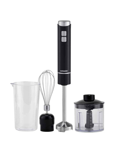 SONASHI 4 IN 1 HAND BLENDER WITH CALIBRATED BEAKER CHOPPER AND WHISK /2 SPEED / 250W