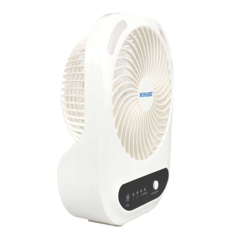 SONASHI 7'' RECHG. TABLE FAN, WITH LED LIGHT
