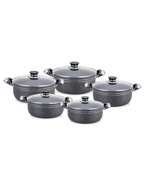 ML-8080 DRAK GREY MIRALUX COOKWARE SET 10PCS