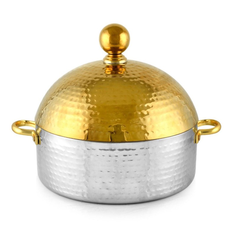 DOME DESING طبق تقديم استانلستيل حافظ للحرارة 3 لتر 24 سم فضي*ذهبي