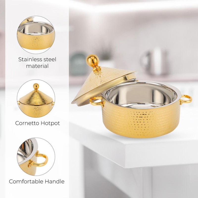 DOME DESING SS HOTPOT 24CM 3LTR SILVER-GOLD