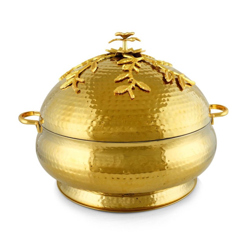 HAWELI GARLAND DESING SS HOTPOT 36CM 6.5LTR GOLD