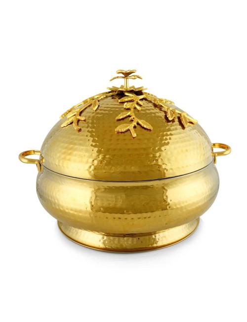 HAWELI GARLAND DESING SS HOTPOT 36CM 6.5LTR GOLD