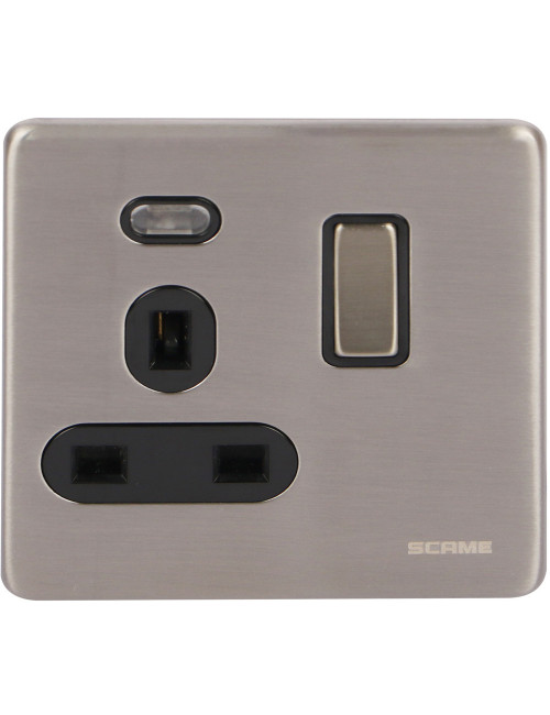 SCB S/L SCAME MODERNA SINGLE SOCKET 13AMP CHROME WITH BULB