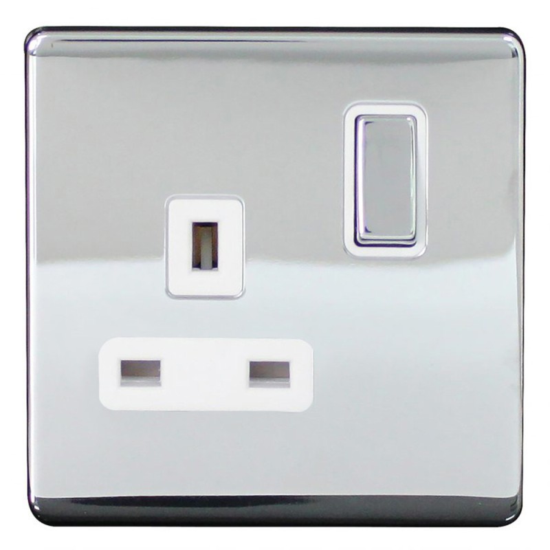 PCW SCAME MODERNA SINGLE SOCKET 13AMP CHROME