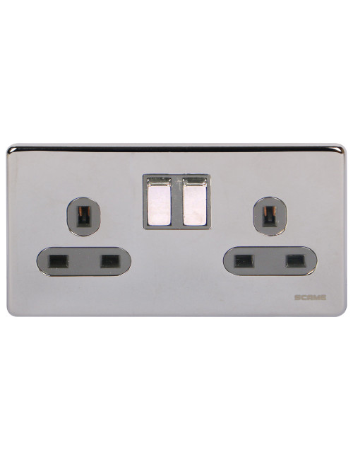 PCB S/L DOUBLE SOCKET 13 AMP CHROME