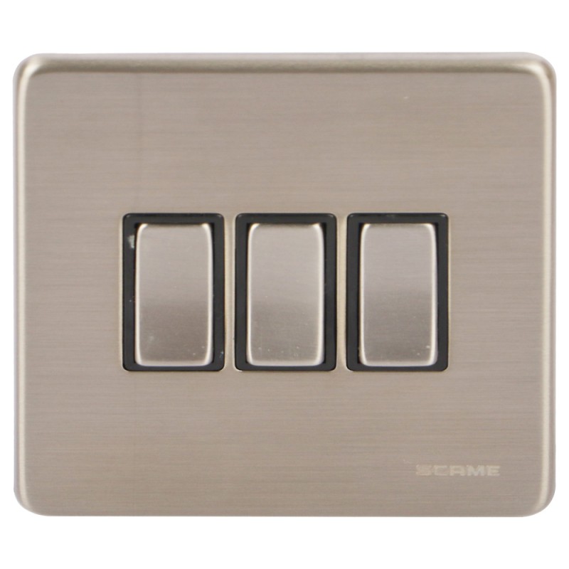 SCB S/L SCAME MODERNA 3 GANG SWITCH CHROME