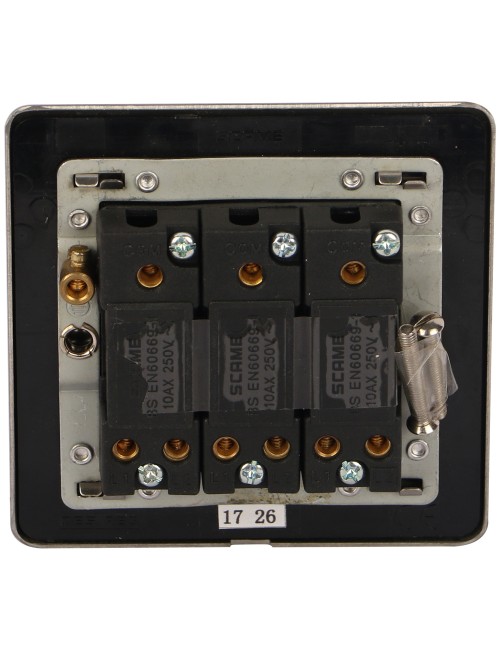 SCB S/L SCAME MODERNA 3 GANG SWITCH CHROME