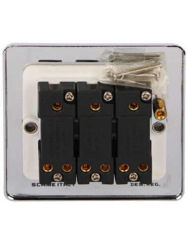 PCW SCAME MODERNA 3 GANG SWITCH CHROME