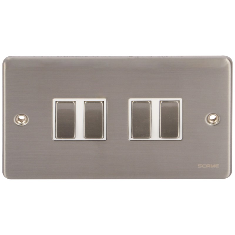 SCW SCAME MODERNA 4 GANG SWITCH CHROME