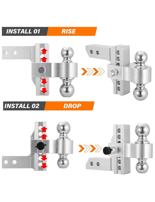 HR-6" ALMINIUM ALLOY ADJUSTABLE TRAILER HITCH