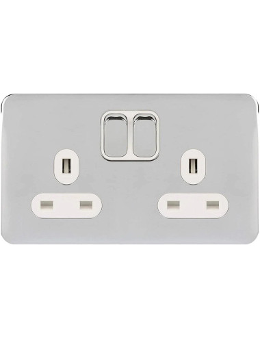 SCW S/L SCAME MODERNA DOUBLE SOCKET 13AAMP CHROME