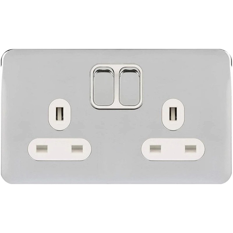 SCW S/L SCAME MODERNA DOUBLE SOCKET 13AAMP CHROME