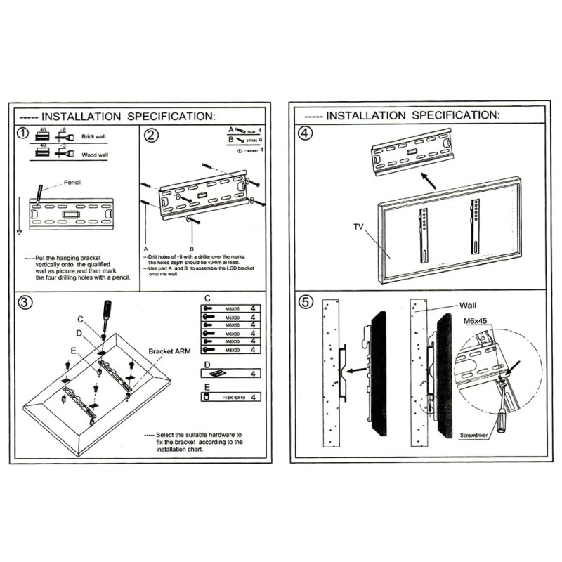 LEOSTAR FIXED WALL MOUNT 19" TO 42"