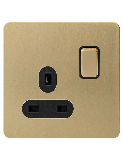SBB S/L SCAME MODERNA SINGLE SOCKET 13AMP MATTE GOLD