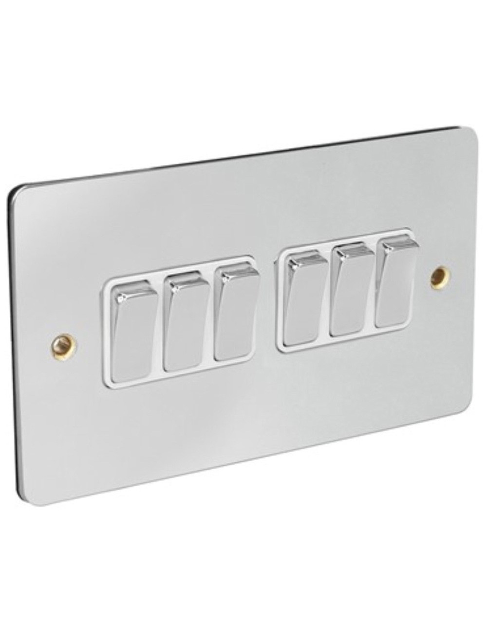PCW SCAME MODERNA 6 GANG SWITCH CHROME