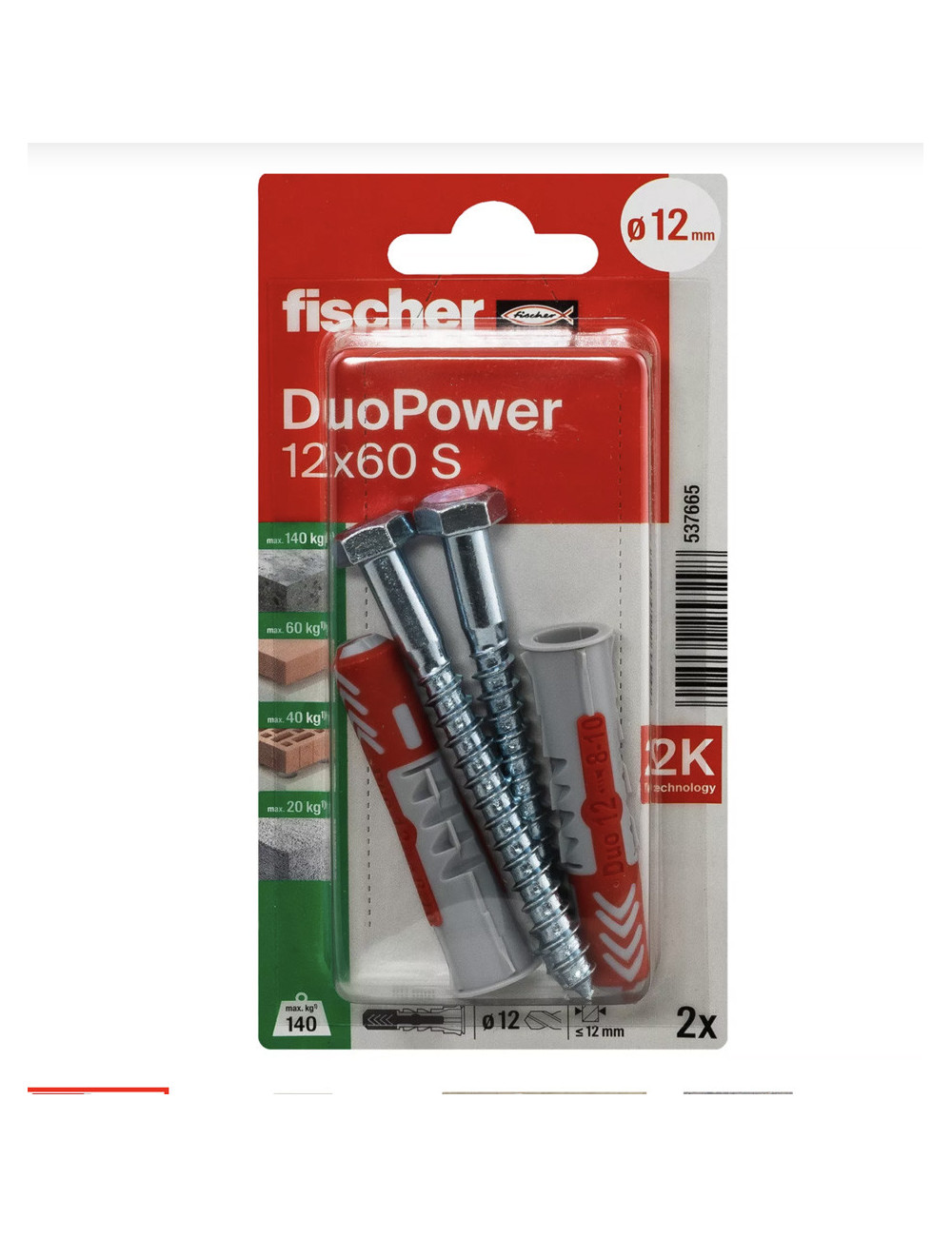 فيشر ديوباور مع برغي 12x60 S K NV 2x(537665)