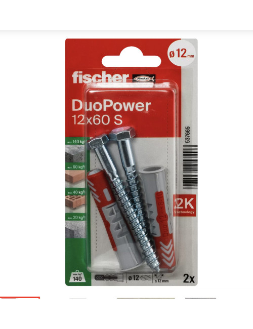 537665 FISHCHER DUOPOWER 12x60 S K NV PLUG + HEXAGONAL SCREW 2PCS