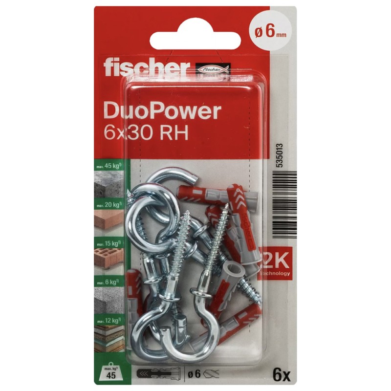 535013 FISHCHER DUOPOWER 6X30 RH K NV PLUG + ROUND HOOK 6PCS