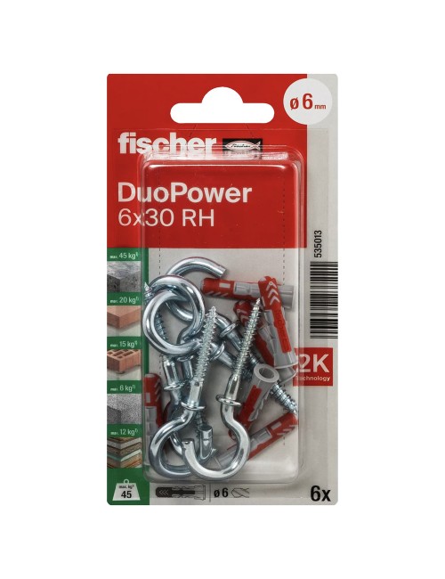 535013 FISHCHER DUOPOWER 6X30 RH K NV PLUG + ROUND HOOK 6PCS