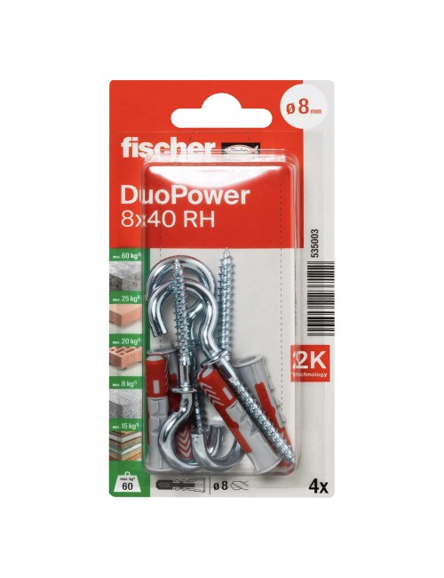 535003 FISHCHER DUOPOWER 8X40 RH K NV PLUG +ROUND HOOK 4PCS