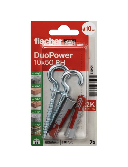 535004 FISHCHER DUOPOWER 10X50 RH K NV PLUG + ROUND HOOK 2PCS