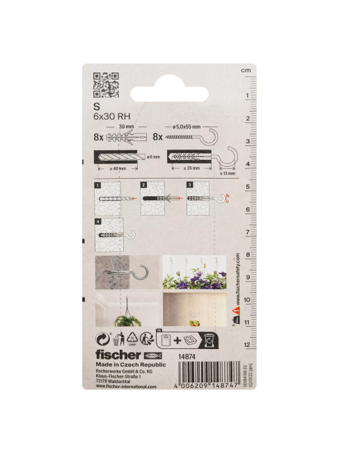 14874 FISHCHER BLISTER S-6 HAK PLUG + ROUND HOOK 8PCS