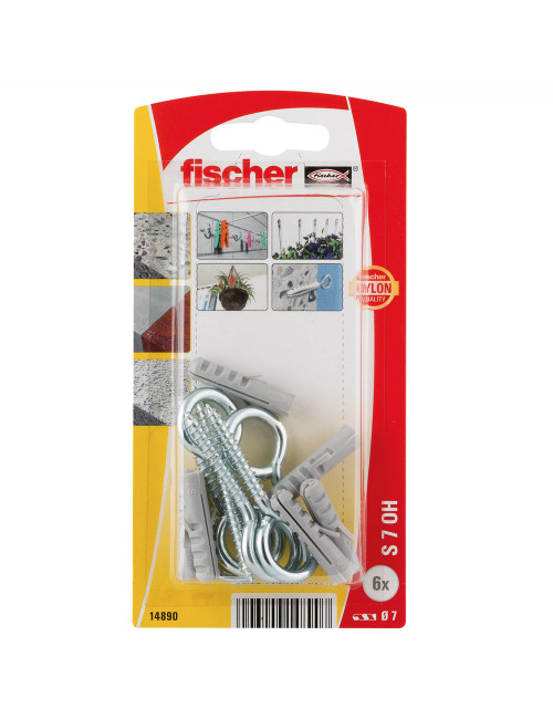 14890 FISHCHER BLISTER S-7 HCK PLUG + EYE HOOK 6PCS