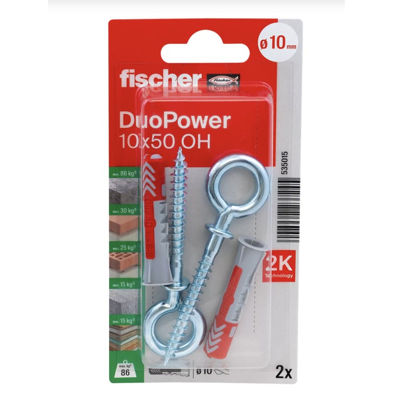 535015 FISHCHER DUOPOWER 10X50 OH K NV PLUG + EYE HOOK 2PCS