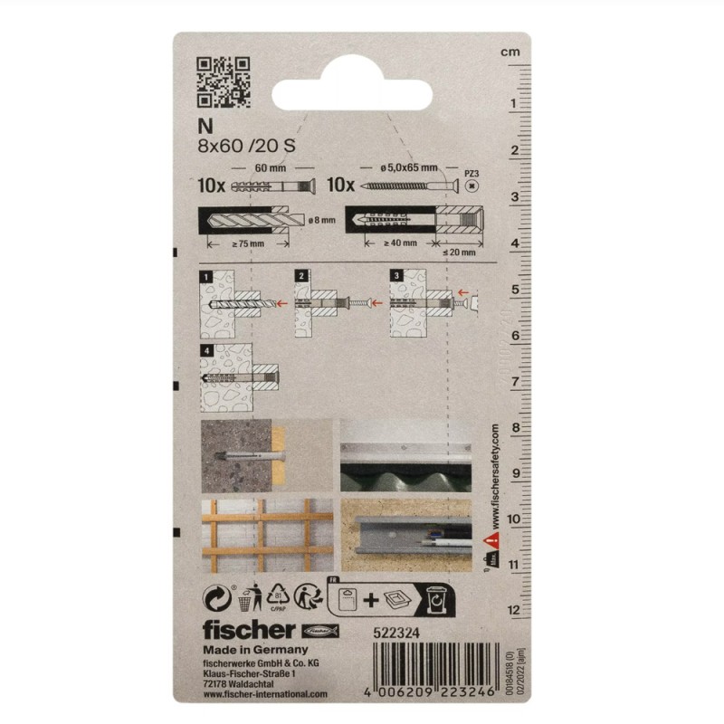 فيشر هامرفيكس بليستر KORT N8x60 K 10(522324)