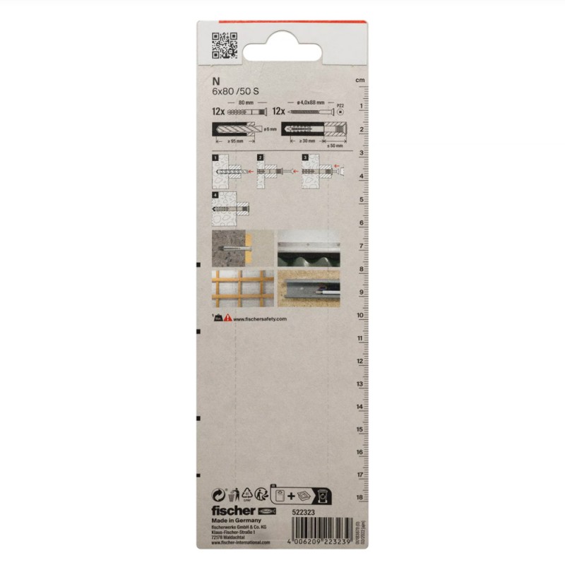 فيشر هامرفيكس بليستر KORT N 6x80K 12(522323)