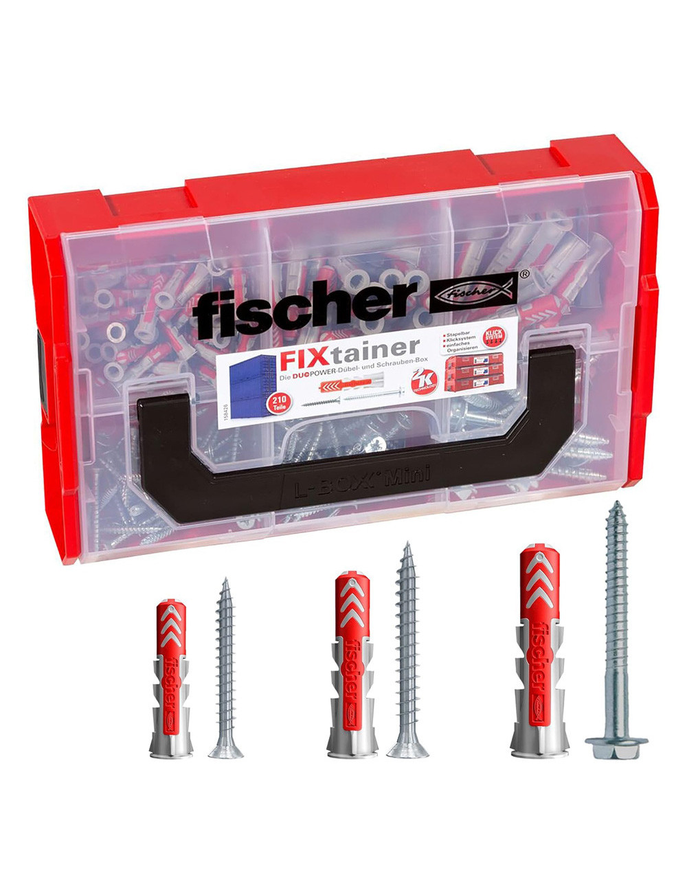 536162 FISHCHER FIXTAINER DUOPOWER S DUOPOWER PLUG + SCREWS VARIOUS SIZES 210PCS