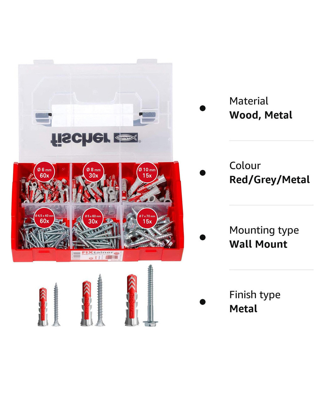 536162 FISHCHER FIXTAINER DUOPOWER S DUOPOWER PLUG + SCREWS VARIOUS SIZES 210PCS