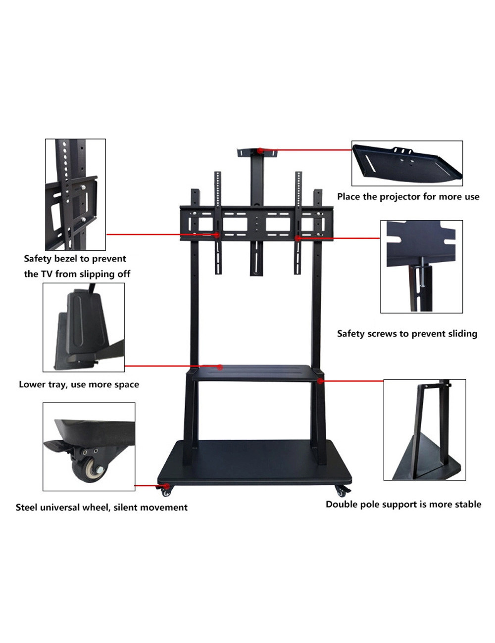 JAS 1800 60 X 100" استاند تليفزيون متحرك