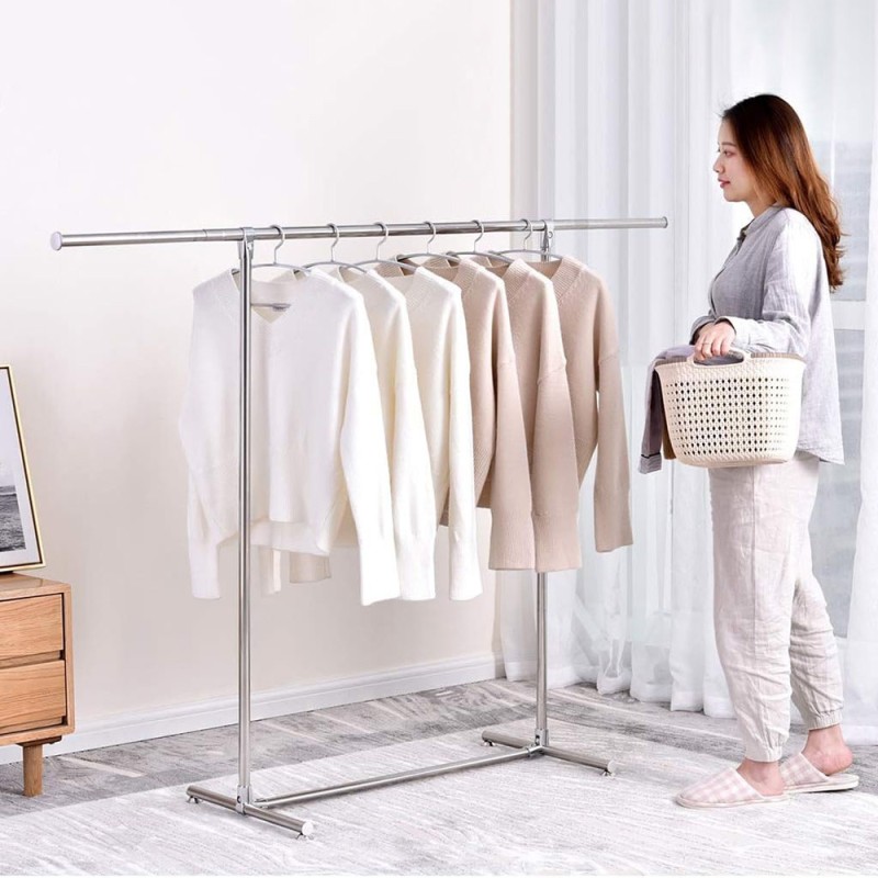 CH-2 STAINLESS STEEL TELESCOPIC CLOTHES HANGING RACK L1200-2400 X D500 X H1300MM