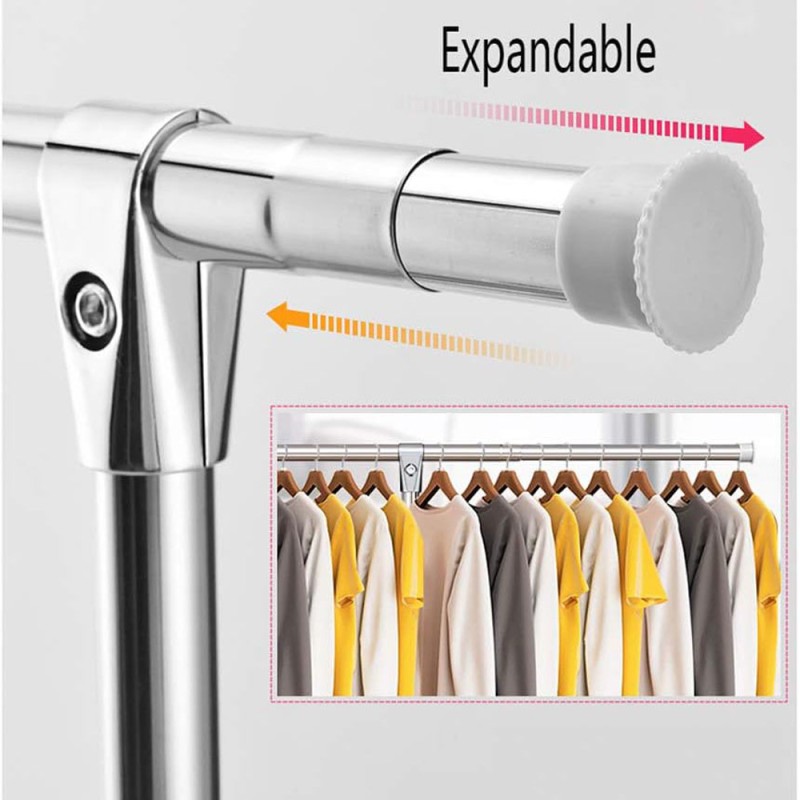 CH-2 STAINLESS STEEL TELESCOPIC CLOTHES HANGING RACK L1200-2400 X D500 X H1300MM