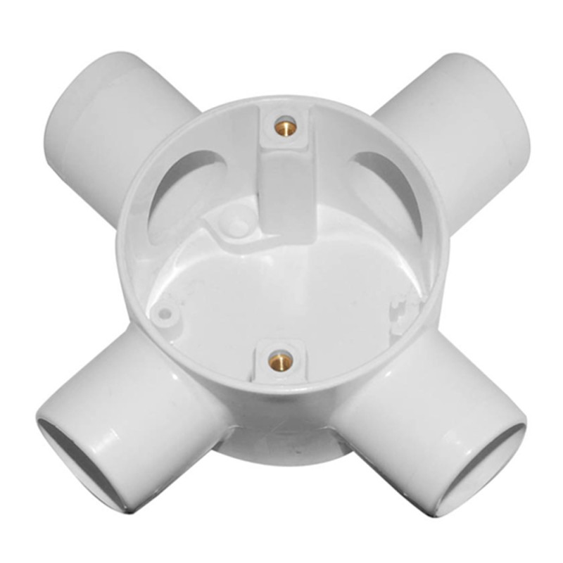 KHARAFI PLASTIC ELECTRIC FITTING JUNCTION ROUND BOX 1 4 WAY (WHITE)