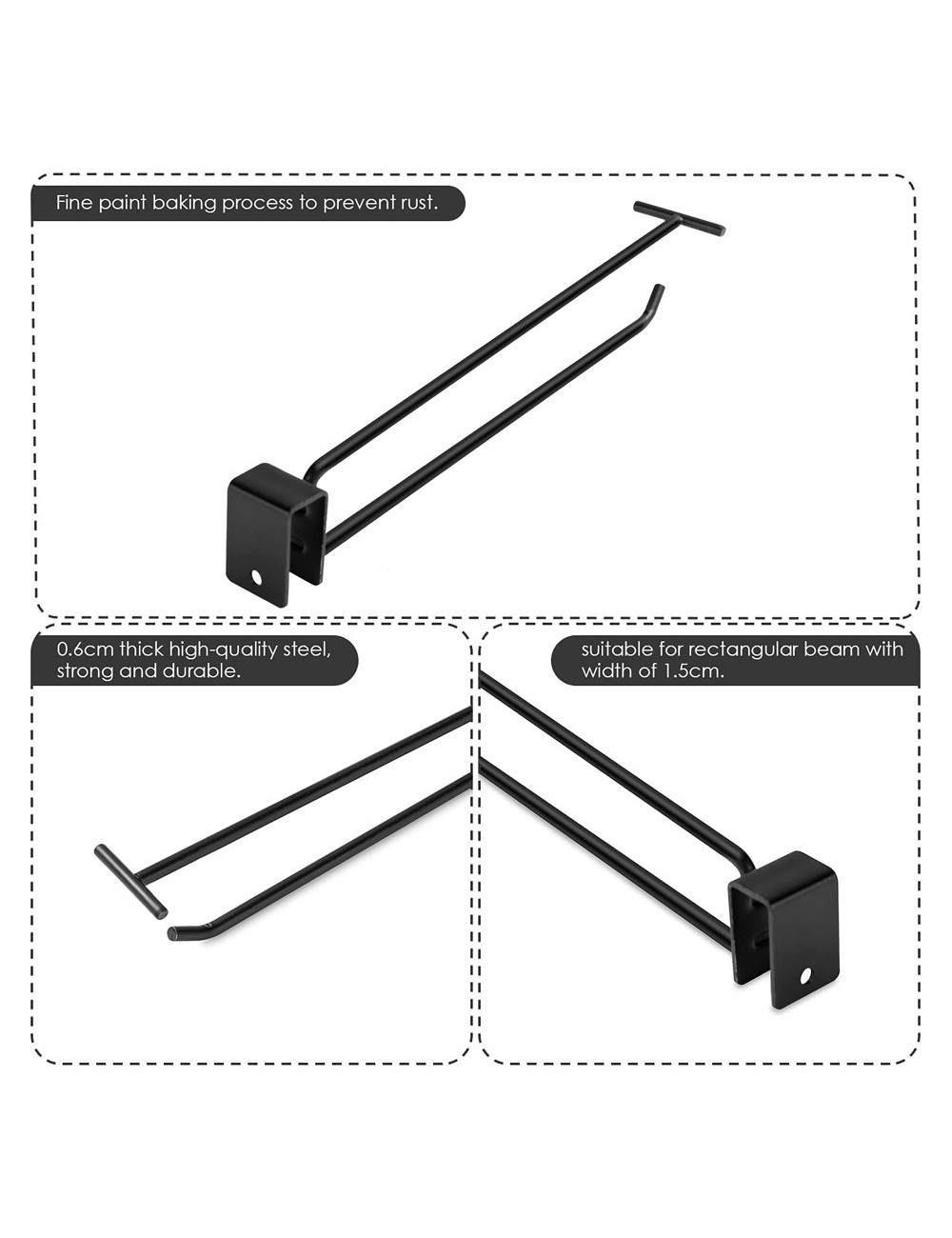 H-S04-4T HOOK MATT BLACK 250MM