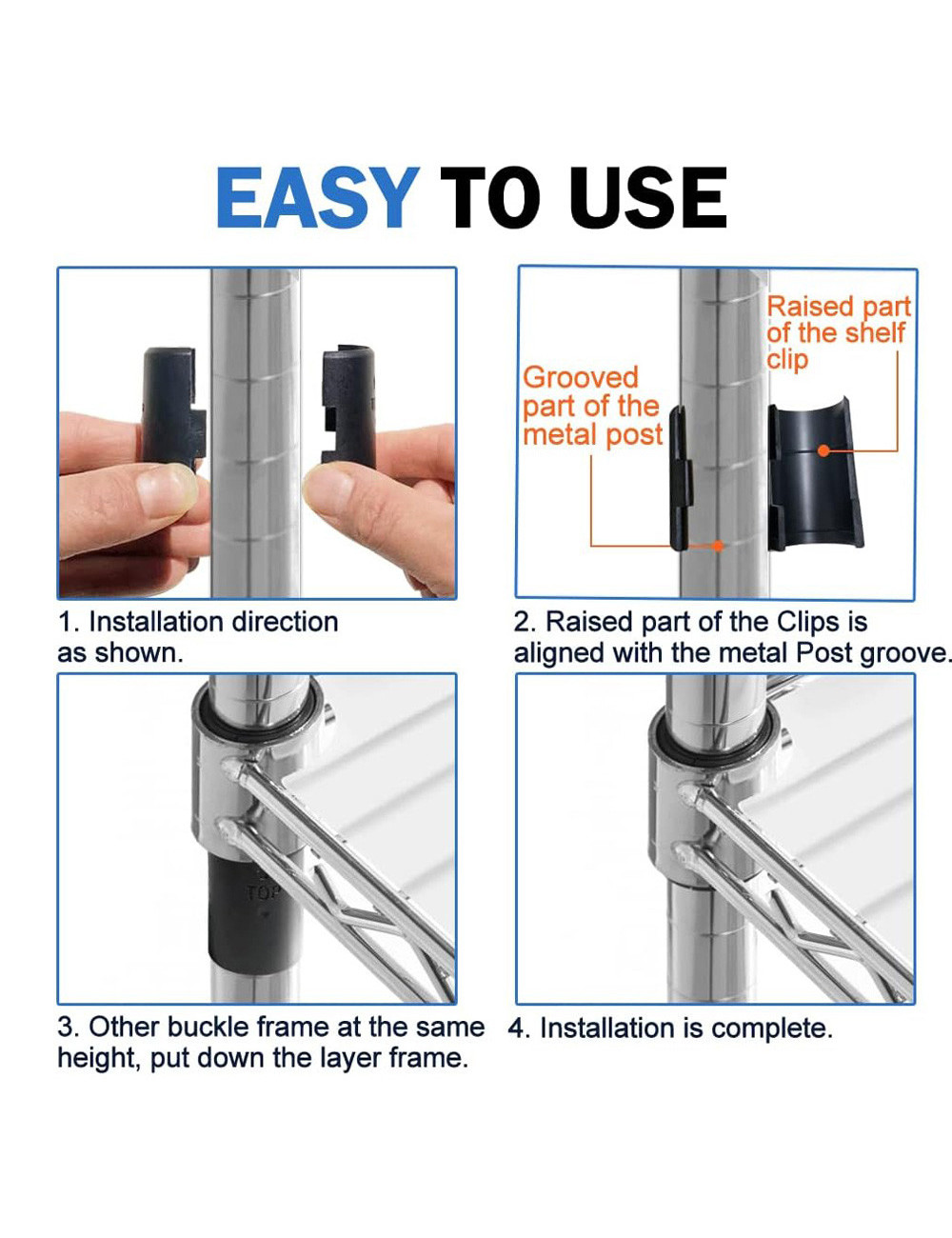 TL-BC BLACK PLASTIC CLIP SET FOR CHROME WIRE SHELF