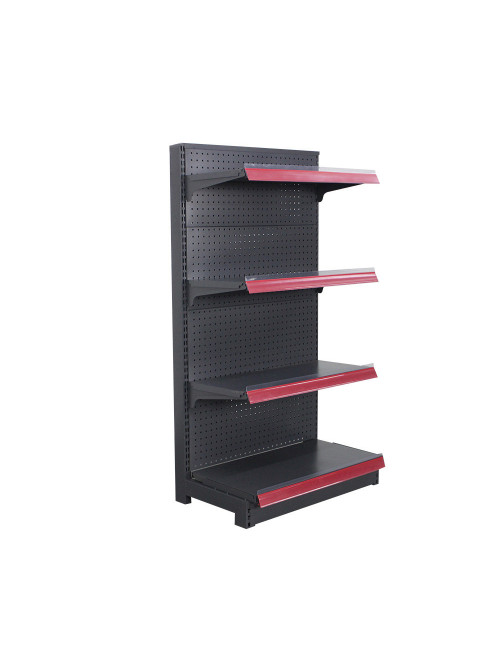 S-03 SINGLE SIDE PERFORATED SUPERMARKET SHELF 4 LAYERS MATT BLACK (STARTER) H.D 1200X680X2500