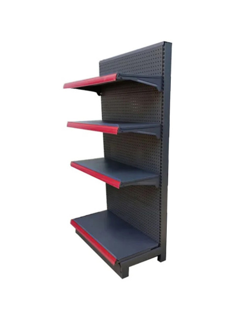 S-03 SINGLE SIDE PERFORATED SUPERMARKET SHELF 4 LAYERS MATT BLACK (STARTER) H.D 1200X680X2500