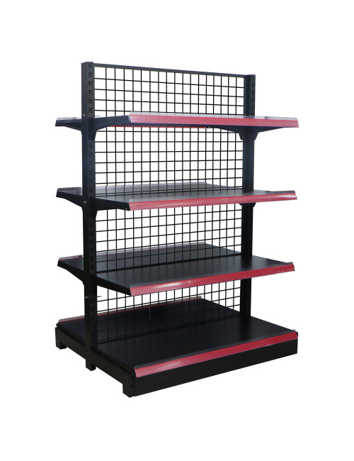 S-05 DOUBLE SIDE SUPERMARKET SHELF 4 LAYERS MATT BLACK (STARTER) H.D 1200X1080X1600