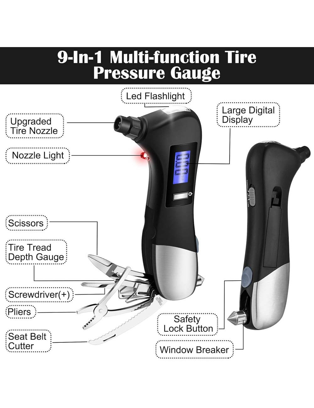 PRESSURE MEASURING TOOL KIT WITH FLASH LIGHT