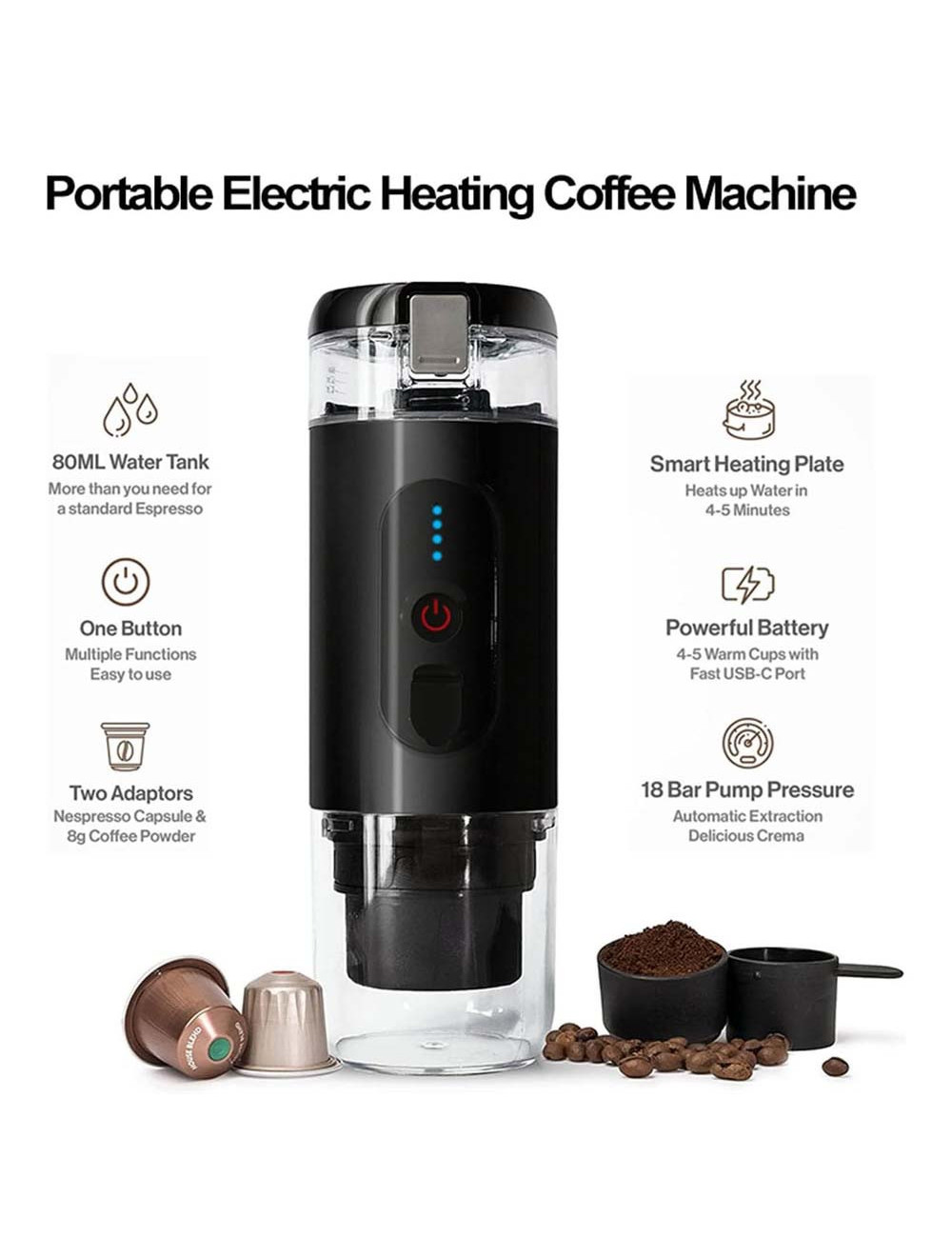 2IN1 جهاز صانع القهوة ميني شحن