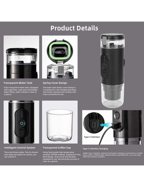 2IN1 جهاز صانع القهوة ميني شحن