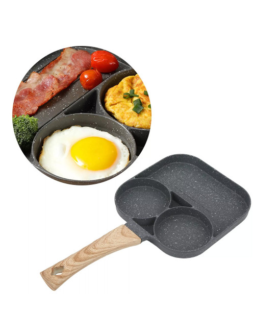 Non Stick 3 Section Divided Frying Pan - 19Cm