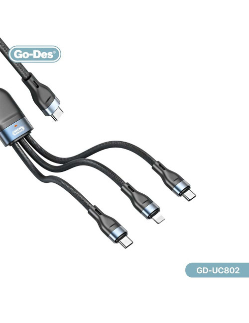GO-DES GD-UC802 3 IN 1 TYPE C CHARGING CABLE