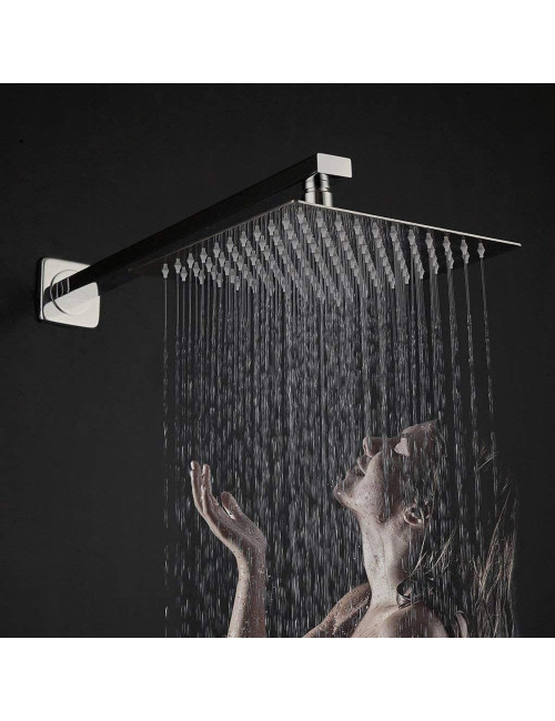 STEEL SHOWER SET CHROME SQUARE 20CM